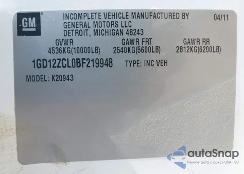 2011 GMC Sierra 2500Hd Work Truck из США, поврежденный, VIN 1GD12ZCL0BF219948